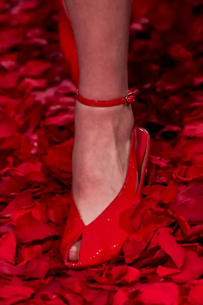 Ferragamo heels on the runway.