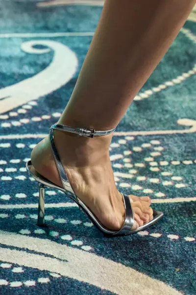Prada heels on the runway.