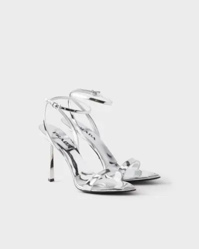 Metallic Leather High-Heeled Sandals