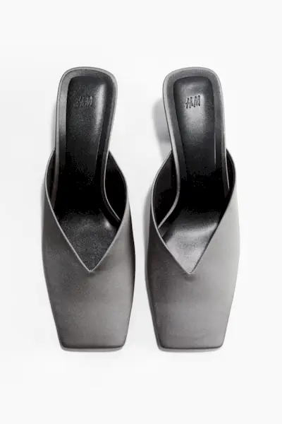 Cone-Heel Satin Mules