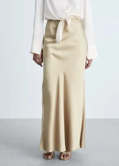 MANGO, Satin Long Skirt