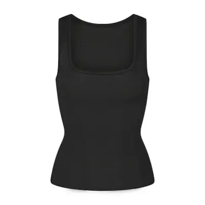 Cotton Rib Long Tank | Soot | Xxs