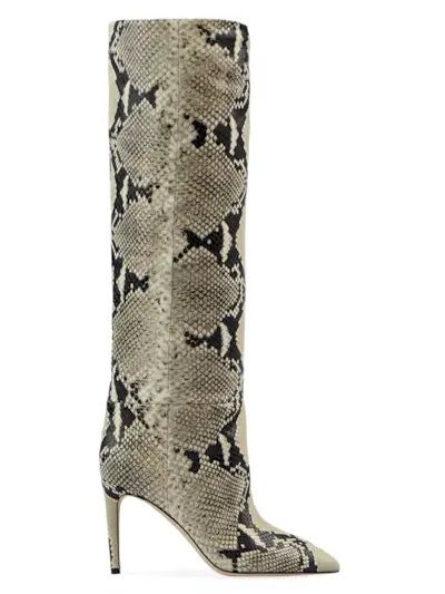 85mm Snake-Embossed Leather Stiletto Boots
