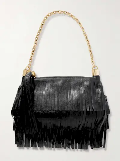 Foulard Fringed Textured-Leather Shoulder Bag