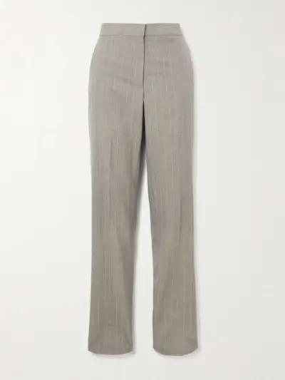 Pinstriped Wool Straight-Leg Pants
