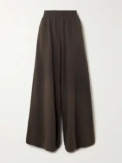 Stretch-Cotton Jersey Wide-Leg Track Pants