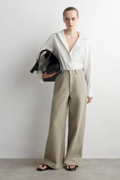 Wide-Leg Denim Trousers