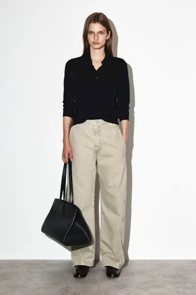 Denim Barrel-Leg Trousers