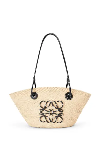 Loewe, Small Anagram Basket Bag in Iraca Palm and Calfskin