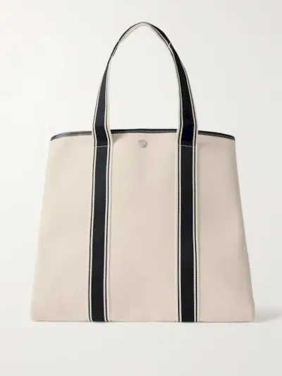 Traversée Large Leather- and Webbing-Trimmed Canvas Tote