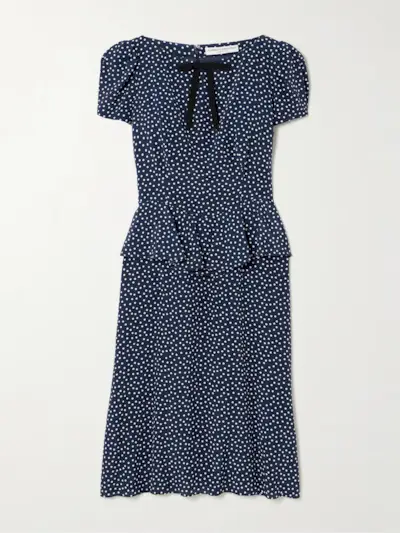 Alessandra Rich, Bow-Detailed Ruffled Polka-Dot Silk Midi Dress