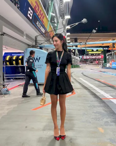 Influencer wears Formula 1 Grand Prix Outfit