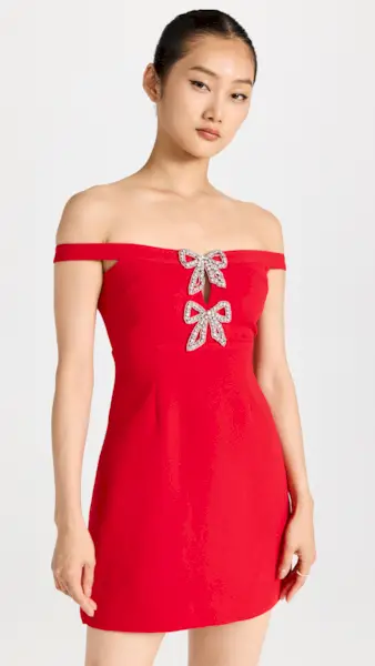 Self-Portrait + Crepe Bow Mini Dress