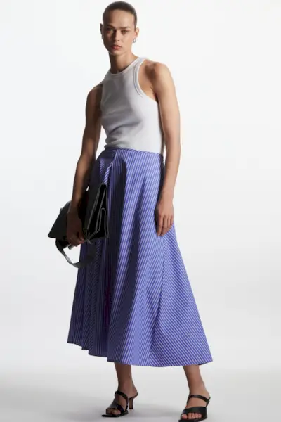 COS + A-Line Striped Midi Skirt