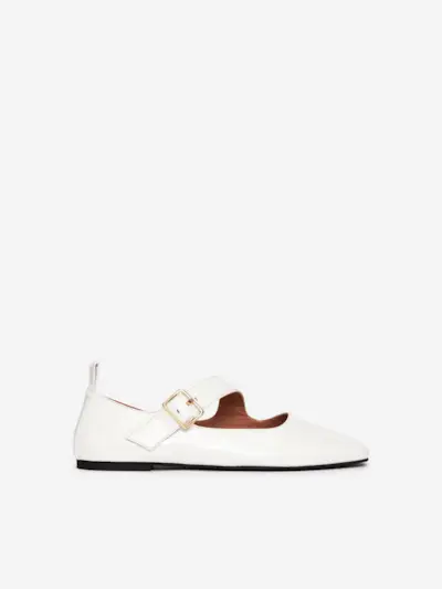 Lacquered Leather Ballet Flats