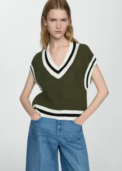 Contrast V-Neck Vest