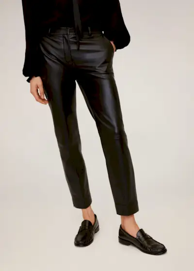 Mango + Leather Crop Pants