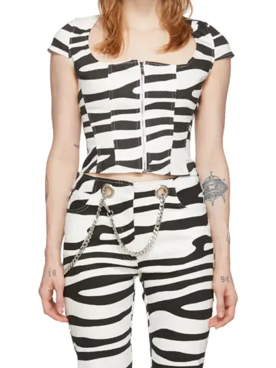 Miaou + Black & White Denim Martine Corset T-Shirt