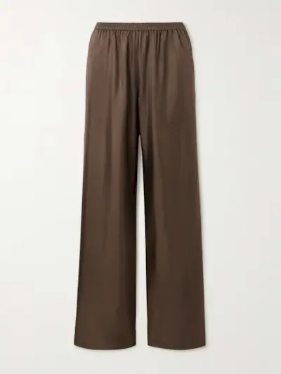 Alera Silk-Twill Wide-Leg Pants