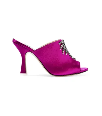 Attico + Pamela Crystal-Embellished Satin Mules