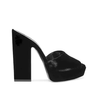 Saint Laurent + Debbie Velvet Platform Mules