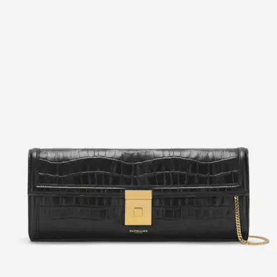 The Paris Clutch in Black Croc-Effect