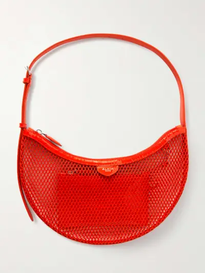 Demi Embellished Leather-Trimmed Mesh Shoulder Bag
