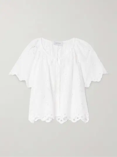 Scalloped Broderie Anglaise Cotton-Poplin Shirt