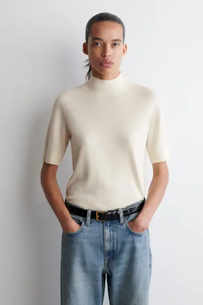 Cashmere Mock-Neck T-Shirt