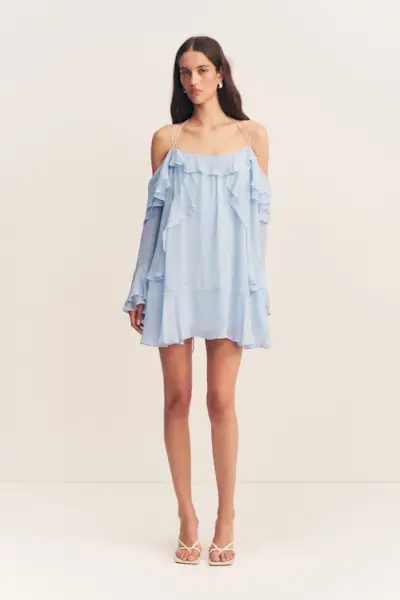 Emory Tiered Mini Dress - Arcadian Blue