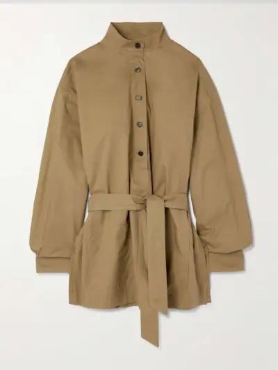 Belted Cotton-Poplin Shirt