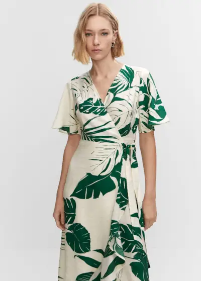 Mango + Printed Wrap Dress With Ruffle