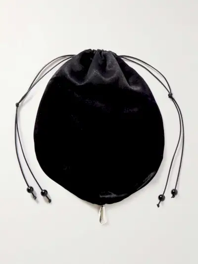 Teardrop Embellished Satin Pouch