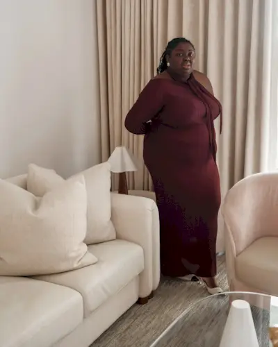 Abi Marvel in evening gown