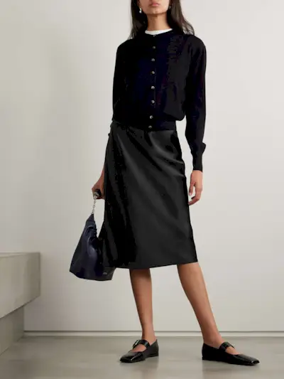 Isaak Silk-Satin Midi Skirt