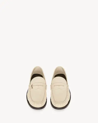 Women's Laurent Loafers in Smooth Leather in Marble White