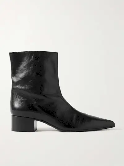 Andee Crinkled-Leather Ankle Boots