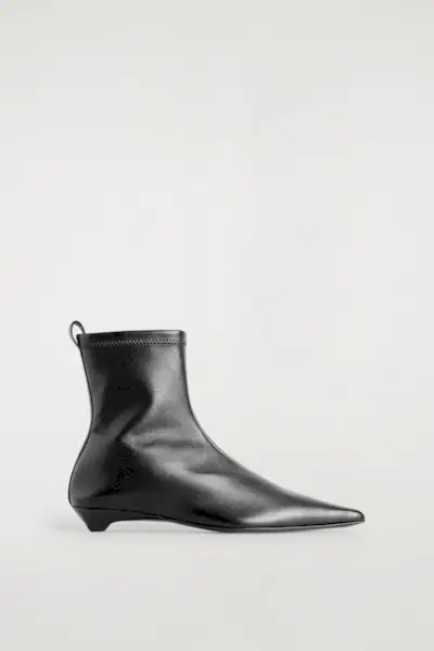 Pointed Leather Sock Boots