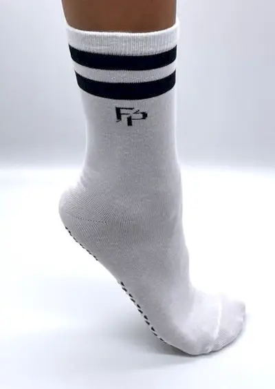 Forma Pilates + Grip Crew Socks - White Sock/Black Tube
