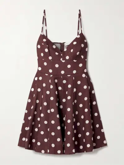 Acacia Polka-Dot Linen Mini Dress