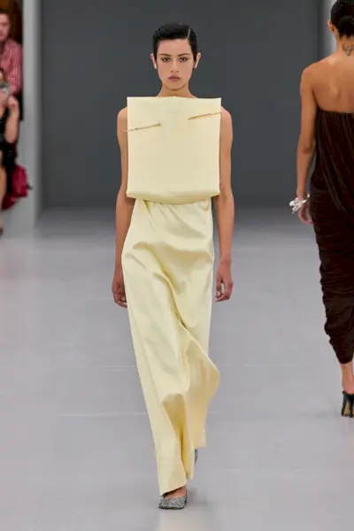 An image of silver flats on the Loewe runway.