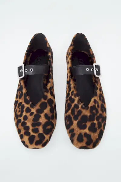 Leopard-Print Pony Hair Ballet Flats
