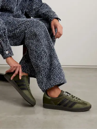 Gazelle Indoor Leather-Trimmed Suede Sneakers