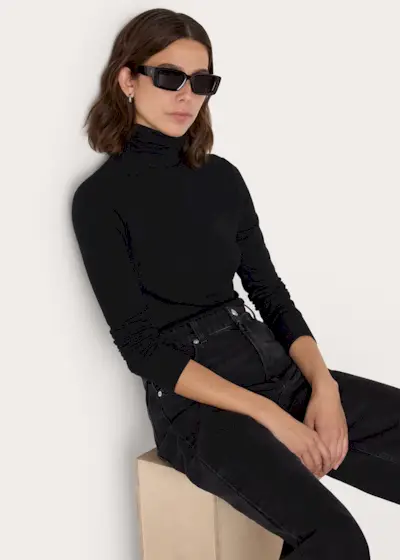 Black Essential Ribbed Polo