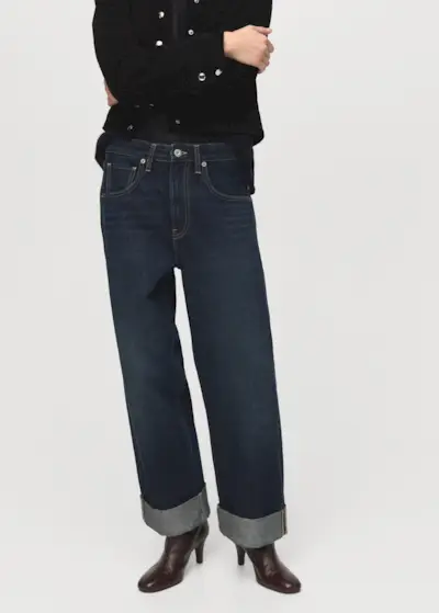Wide-Leg Jeans With Turn-Up Hem - Women | Mango United Kingdom