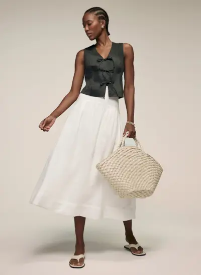 White Drop Waist Maxi Skirt