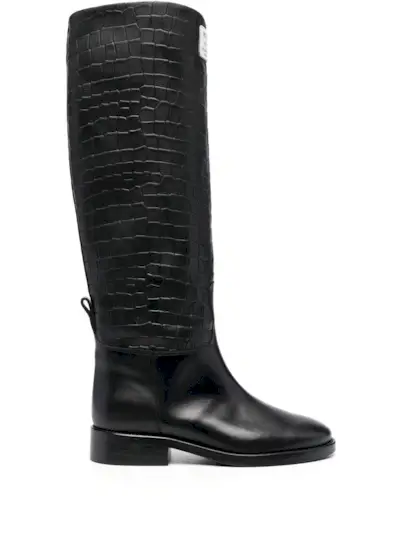 farfetch, Crocodile-Embossed Knee Boots