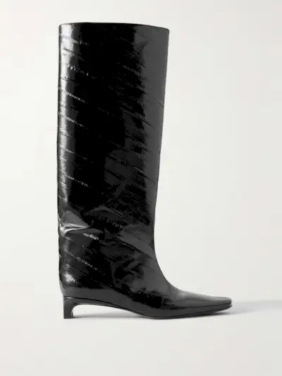 Joan Eel-Effect Patent Leather Knee Boots
