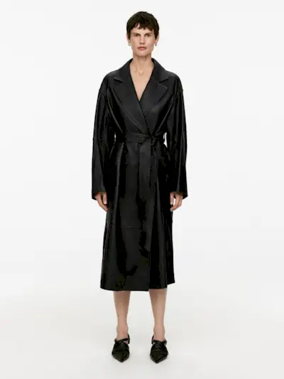 Belted Leather Coat