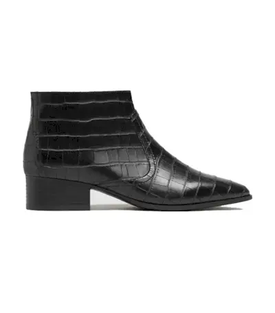Mango + Croc-Effect Ankle Boots